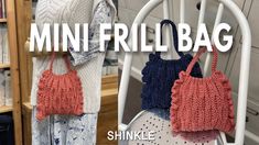 the mini frill bag is knitted in two different colors