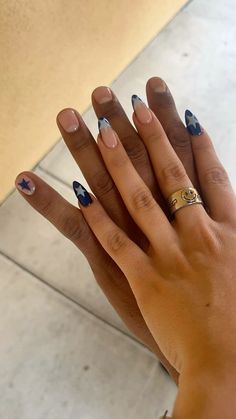 💙🩵 Word Nail Designs, Cute Simple Gel X Nails, Chop Shop Nails, Gf Bf Nails, Short Nail Art Aesthetic, Nail Designs For Couples, Boy And Girl Matching Nails, Matching Nail Ideas For Couples, Matching Nails Boyfriend And Girlfriend