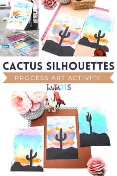 cactus silhouettes process art activity for kids