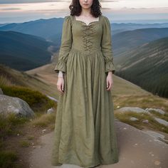 Embrace the elegance of historical fashion with our Long Sleeve Lace Up Maxi for Women, a perfect blend of retro Renaissance charm and modern comfort. This stunning long cosplay dress is designed to capture the essence of medieval and Norse attire, making it an ideal choice for LARP events, themed parties, or cosplay conventions. Crafted with meticulous attention to detail, the dress features a classic lace-up front, adding a touch of authenticity and vintage flair. The flowing maxi design, comb Long Sleeve Victorian Dress For Larp, Medieval Style Victorian Long Sleeve Dress, Fitted Peasant Medieval Dress With Long Sleeves, Historical Victorian Dress For Larp, Medieval Long Sleeve Prairie Dress, Medieval Victorian Dress With Long Sleeves, Medieval Dress With Fitted Bodice And Long Sleeves, Regency Style Long Sleeve Medieval Costume Dress, Vintage Victorian Dress For Larp