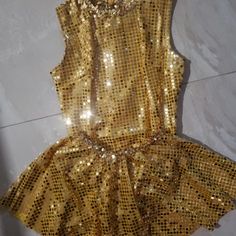 Gold Costume Gallery Medium Adult Will Fit Small - Medium Adult. Removable Skirt. From A Smoke Free Pet Free Environment. Cheap Gold Festival Blouse Piece, Gold Member Costume, Cheap Gold Skirt, Gold Skirt For Festivals, Gold Dance Costumes, Beer Maiden, Coach Perfume, Removable Skirt, Sequin Suit