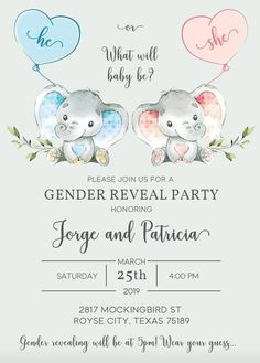 an elephant themed baby shower party with balloons and hearts on the back, in pastel colors