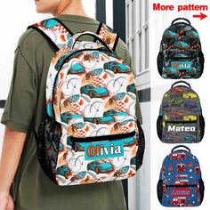 👩👩Back to School Gifts👩👩 Kid's Backpack Featuring a unique design, this backpack stands out from the crowd and will surely make your kids feel special. The vibrant pattern beautifully accents the personalized name of your child, making sure everyone knows it's theirs! Comfortably padded straps ensure that your kids don't have to worry about carrying a heavy bag, while a convenient front pocket provides quick access to small items. Whether they're headed off to school, daycare, or on an adven Custom Backpack, Boys Backpacks, Heavy Bags, Summer Sports, Car Personalization, Kids Backpacks, Back To School Gifts, Gifted Kids, School Gifts