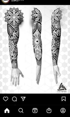 an image of some tattoos on someone's arm and leg, both with different designs