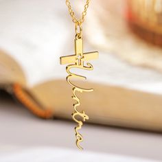 Item Specifics: Style: Personalized Cross Necklace Measurements: 4.5*1.5CM(1.8*0.6INCH) Material: Sterling Silver 925/Brass Personalized Cross Necklaces - Our cross necklaces can be personalized to make them truly unique and special. Add initials, names, or dates to Create a one-of-a-kind piece that suits your taste. Crucifix Necklaces - Some of our cross necklaces feature a crucifix design, representing the sacrifice and salvation of Jesus. These necklaces hold deep symbolism for believers. Bap Personalized Wedding Cross Pendant Necklace, Personalized Gold Cross Necklace For First Communion, Personalized Gold Cross Necklace For Wedding, Personalized Cross Pendant Necklace For Baptism, Personalized Cross Pendant Necklace For First Communion, Personalized Cross Necklace For Baptism, Personalized Baptism Cross Necklace, Personalized Cross Necklace, Necklace Measurements