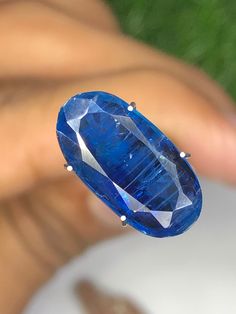 Natural Blue Kyanite Gemstone, 16x8 MM Loose Inclused Kyanite Oval, 5.80 Carats faceted Genuine Kyanite For Pendant, Perfect Custom Jewelry Details:- Gemstone   = Natural Kyanite Shape          = Oval  Size              = 15.90x8.40x4.60 MM Weight        = 5.80 Carats  Color           = Blue ( Cobalt ) SKU = Kyanite00015 Blue Oval Faceted Gemstones, Blue Faceted Oval Gemstones, Faceted Blue Oval Gemstones, Blue Cobalt, Faceted Ring, Green Fire, Jewelry Details, Blue Kyanite, Rings Cool