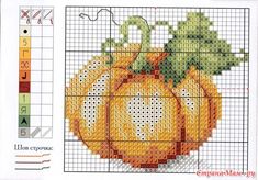 a cross stitch pattern with a pumpkin on it