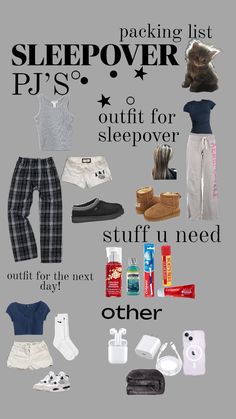 there are many items that can be found in this graphic to describe the sleepover