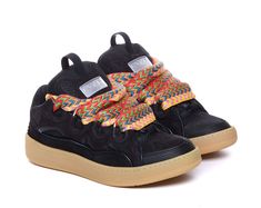 Lanvin black Curb sneakers, round toe, suede upper, laces closure, lateral tone on tone logoComposition: 100% Suede/rubber Sole Lanvin Curb Sneaker Black, Lanvin Curb Sneakers, Lanvin Sneakers, Ysl Sandals, Marni Bag, Lanvin Shoes, New Bottega, Gucci Hat, Tone On Tone