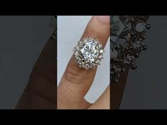 a woman's hand with a ring on top of it and an image of a diamond