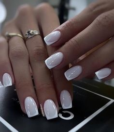 Ongles Blanc Laiteux Nail Art, Nail French Design, Nail French, Work Nails, Makijaż Smokey Eye, White French, Classy Nails, Fancy Nails