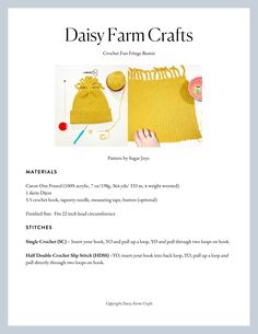 the instructions for how to crochet daisy farm crafts