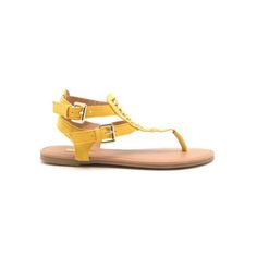 This Archer Gladiator Thong Sandal Is A Fun Carefree And Casual Double Buckle Fishtail Braid Sandal. Designed With A Thong Upper, Flat Sole, And Double Adjustable Buckle. Perfectly Pair With Your Festival Outfit Or Vacation Cover Up. Suede Double Buckle Yellow Color Heel Height: 0.25” Trendy T-strap Sandals With Adjustable Single Toe Strap, Trendy T-strap Adjustable Sandals, Trendy Adjustable T-strap Sandals, Yellow Flat Synthetic Flip Flops, Yellow Synthetic Flat Flip Flops, Party Yellow Sandals With 4-inch Heel, Yellow Sandals With 4-inch Heel For Summer, Yellow Synthetic Sandals With 4-inch Heel, Qupid Shoes