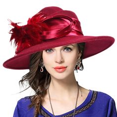 PRICES MAY VARY. Women Wool Plume Derby Church Dress Wide Brim Party Hat GREAT FIT: Materials: 100% Wool, comfortable interior that wicks away moisture and keeps your head cool in high heat. keeps you warm and dry on winter and fall days. Size: Head measurement: 57.5cm, 22.6", Size 7-1/8. One Size Fits Most. Brim: 11cm DESIGN AND COLORS: This Wool Felt Cloche Bowler Fedoras Hat decorate Flower, Feather, Bow,Ribbons, Elegant and charming designed especially to keep you warm and match all your dressy and laid-back ensembles you will be the focus of all attention. A wide range of colors lets you choose your favorite one or you can pick several colors to go with your clothes! OCCASION: Suitable for photography, costume party, bridal party, wedding, church, cocktail party and tea party ,Wear it Wedding Fedora, Pillbox Fascinator, Cappello Cloche, Kentucky Derby Dress, 1950s Hats, Floral Bucket Hat, Fascinator Wedding, Bridal Cap, Cocktail Party Wedding