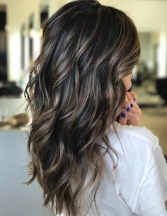 Dark Brunette Hair with Subtle Ash Brown Highlights Babylights Brunette, Cool Brunette, Dark Brunette Hair, Brunette Balayage, Balayage Hair Dark, Brunette Balayage Hair, Long Dark Hair, Brown Balayage, Brown Highlights