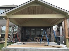 the front porch is being built and ready to be used as an outdoor living space