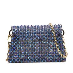 Maxi Roma Italian Handcrafted Crystal Bag | €299.00 Crystals Beads, Crystal Bags, Classic Bags, Beaded Bags, Minimalist Aesthetic, Lipsticks, Iphone Wallet, Blue And Silver, Blue Gold