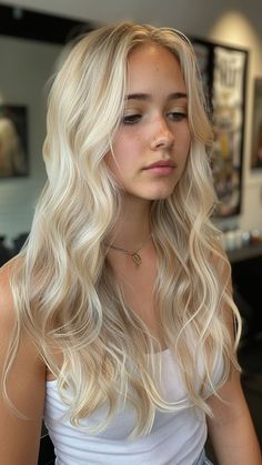 25 Workplace-Approved Hair Colors: Chic and Classy Bright Blonde Hair With Highlights, Light Blonde With Dimension, Blonde Bright Hair, Classic Blonde Hair, Georgie Hansen Hair, Creamy Blonde Balayage With Money Piece, Blonde Hair Light, Blonde Hair Colour, Light Golden Blonde Hair With Money Piece