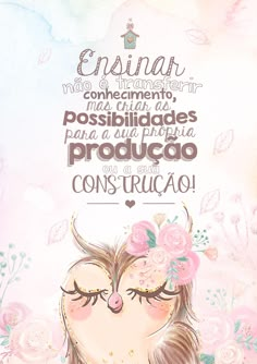 a girl with flowers on her head and the words in spanish are written above her