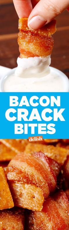 Bacon Crack Bites Are The Addictive Snack You NeedDelish Party Food Snacks, Ideas For Party Food, Book Club Food, Thanksgiving Snacks, Party Snack Food, Food Appetizers, Food Snacks