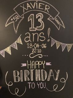 a chalkboard sign that says happy birthday to you