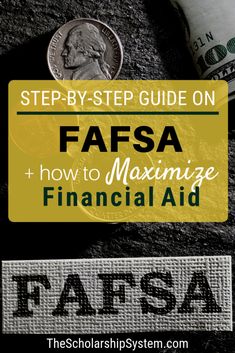 a stack of money with the words fafsa and how to maximum financial aid