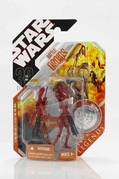 star wars action figures are shown in the packaging for this toy, which is also on display