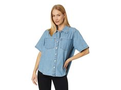 Levi's(r) Womens Caden Denim Shirt - Women's Clothing : Hey Friend : , Featuring a classic style and a loose fit, the Levi's Womens Caden Denim Shirt gives you a crisp look and premium comfort when layered over your favorite tee or worn alone. Denim construction. Spread collar and short sleeves. Buttoned front closure. Two front patch pockets. Pleated back yoke. Shirttail hem. 100% cotton. Machine washable. Imported. Measurements: Length: 26 in Sleeve Length: 10 in Product measurements were take Affordable Levi's Shirt With Pockets, Washed Blue Relaxed Fit Denim Top With Short Sleeves, Relaxed Fit Short Sleeve Denim Top, Casual Washed Denim Short Sleeve Top, Casual Washed Denim Top With Short Sleeves, Relaxed Fit Short Sleeve Denim Top In Medium Wash, Relaxed Fit Medium Wash Denim Top With Short Sleeves, Medium Wash Relaxed Fit Denim Top With Short Sleeves, Light Wash Button-up Top For Streetwear