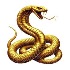 a gold colored snake on a white background