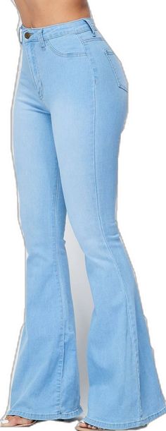 Spring Trendy Flare Jeans With Flared Hem, Trendy Spring Flare Jeans With Flared Hem, Chic High-waist Denim Blue Flares, Chic High Waist Denim Blue Flares, Trendy Stretch Flare Jeans With Flared Hem, Trendy Full-length Denim Blue Flares, Trendy Full Length Denim Blue Flares, Chic Flared Hem Denim Bottoms, Trendy Denim Blue Full Length Flares