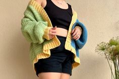 Meadow Split Oversized Crochet Cardigan Sweater Handmade - Etsy Split Color Crochet Cardigan, Oversized Multicolor Beach Cardigan, Cozy Blue Crochet Cardigan, Oversized Patchwork Cardigan Crochet Pattern, Handmade Oversized Multicolor Cardigan