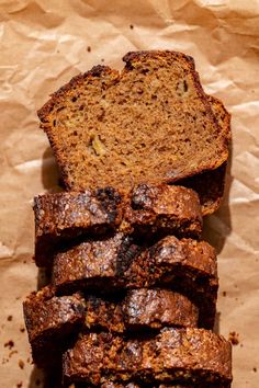 slices of banana bread stacked on top of each other