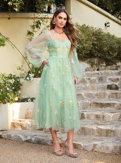 Prom Dress Floral, Ankle Length Prom Dress, Evening Wear Dresses, Green China, Dusty Sage, A Line Evening Dress, Midi Dress Formal, V Neck Prom Dresses, Plus Size Formal Dresses