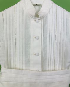 Made in Spain Inside: 65% polyester 35% cotton Dry Clean Final sale, no exchanges nor returns are accepted Off White Outfit, Communion Headpiece, Boys First Communion, Baby Bonnets, Christening Gowns, Knit Outfit, White Outfits, Knitted Blankets, White Linen