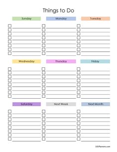 a printable to do list with the words, things to do and daily tasks