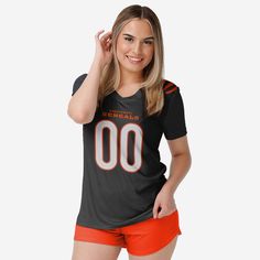 Cincinnati Bengals Womens Gameday Ready Lounge Shirt FOCO Lounge Shirt, Uniform Design, Team Jersey, Cincinnati Bengals, Women T Shirt, Relaxed Style, Cincinnati, Hoodie Print, V Neck T Shirt