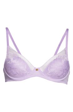 Plenty of sheerness and smooth lace make this lightweight plunge bra flirty and fun to wear. Style Name:Natori Flora Underwire Bra. Style Number: 5328537. Bra Style, Plunge Bra, Lace Making, Underwire Bra, Nordstrom, Lingerie, Bra, Purple, Lace