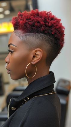 30 Short 4C Hairstyles for Effortless Everyday Glam Short Mohawk Fade For Black Women, Short 4c Hairstyles, Undercut Natural Hair, Taper Cut, Short Natural Curly Hair, Mohawk Styles