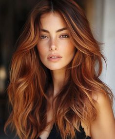 #AutumnHair #FallHairColors #HairTrends2024 #CopperRed #PumpkinSpiceHighlights #BeautyInspo #GoldenBrown #hair #HairFashion  #hairstyles #hairideas #haircolor #color Copper Hair On Natural Brunette, Ginger Dark Brown Hair, Ombre Hair Copper, Ombre Hair Ginger, Copper Hair Brown Roots, Dark Ginger Brown Hair, Red Hair Woman Aesthetic, Copper Ombre Hair