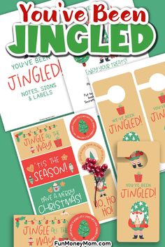 christmas gift tags with the words you've been jingled on them