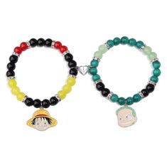 PRICES MAY VARY. One Piece Matching Bracelet - This bracelet set inspired by the friendship between Luffy and Zoro features a bracelet with an adorable version of Luffy's charm, another beaded bracelet with an adorable version of Zoro's charm, And a heart-shaped charm. The matching bracelet allows friends or couples to feel connected, no matter how far apart you are. A cute Luffy&Zoro inspired design is definitely a good gifts for her/him. Meaningful Gifts -- A meaningful matching bracelet desig One Piece Bracelet Ideas, One Piece Bracelet, Matching Bracelets Ideas, Matching Character Bracelets, Nana And Hachi Matching Bracelets, One Piece Bracelet Anime, Anime Themed Bracelets, Matching Bracelets For Best Friends, Bracelet Patterns Beads