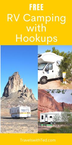 the rv camping with hookups is featured in this postcard