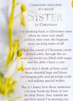 a poem written in the language of sister at christmas with snowdrops and flowers