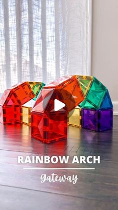 rainbow arch on the floor with text overlay reading rainbow arch giveaway