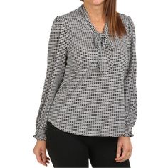 Brand New Nwt Size Small Features Stylish All Over Geo Print Tie Neckline Detail Smocked Ruffle Cuff Sleeve Soft Stretch Knit Material Polyester/Elastane Long Sleeve V-Neckline Spring Houndstooth Pattern Blouse, Casual Tie Neck Tops For Office, Casual Houndstooth Blouse For Work, Casual Houndstooth Workwear Blouse, Chic Long Sleeve Houndstooth Blouse, Casual Houndstooth Blouse For Fall, Houndstooth Pattern Top For Fall, Chic Houndstooth Winter Tops, Elegant Houndstooth Pattern Tops For Spring