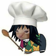 a person with a chef's hat on holding a wooden spoon