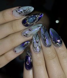 Witchy Nails, Punk Nails, Grunge Nails, Pretty Gel Nails, Diy Nail Art, Diabolik, Manicure Y Pedicure, Dream Nails