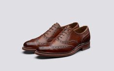 Martha | Women's Oxford Brogue in Tan Hand Painted Calf Leather with a Leather Sole | Grenson Shoes Grenson Shoes, Oxford Brogues, Footwear Collection, Goodyear Welt, Women's Footwear, Womens Oxfords, Shoe Collection, Three Quarter, Calf Leather