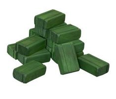 a pile of green cubes sitting on top of each other