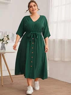 Big Size Fashion Dress, Modesty Dress, Belt Plus Size, Big Size Dress, Stylish Short Dresses, Plus Size Gowns, Plus Size Maxi Dresses, Moda Plus, Curvy Outfits